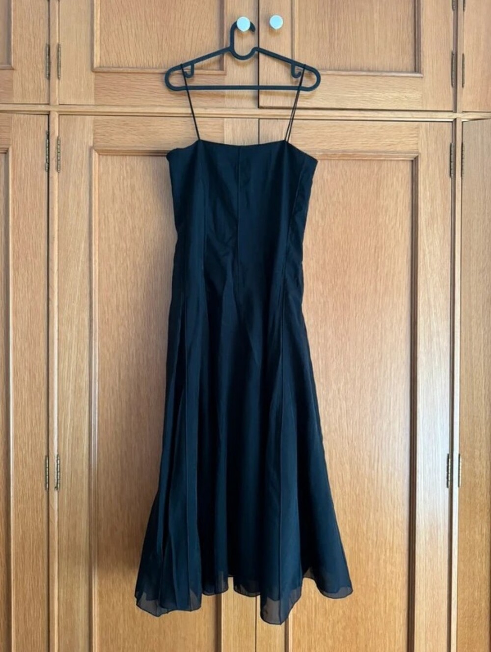 Classic Black Spaghetti-Strap Midi Dress